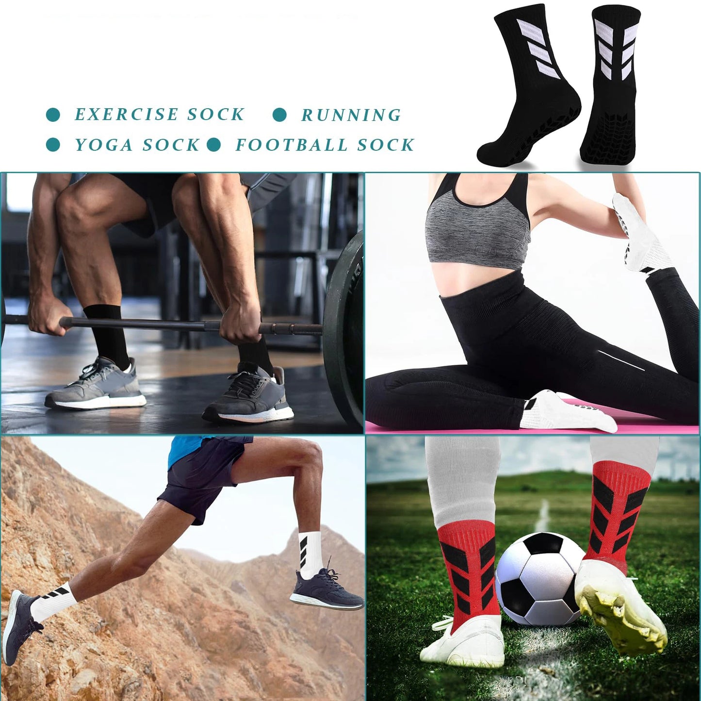 1 pair of football anti slip socks
