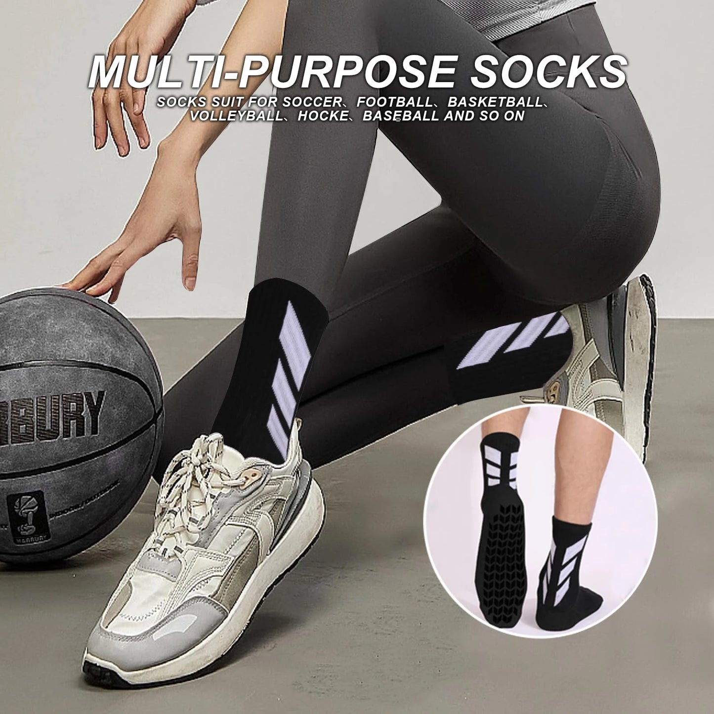 1 pair of football anti slip socks