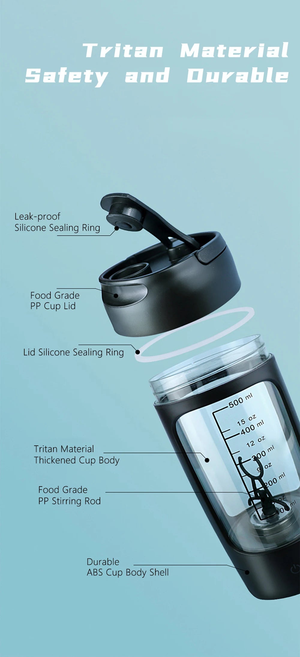 Electric Protein Shaker Bottle for gym